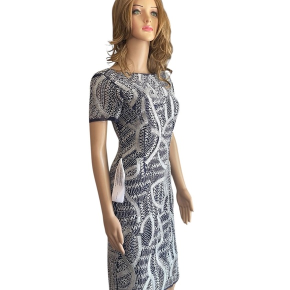 JS Collections Navy and Silver Beaded Dress - Picture 6 of 16